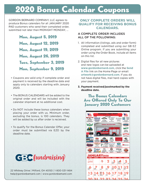 Calendar Submission Dealines